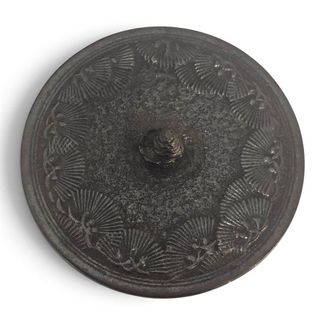 20th Century Oigen Nanbu Seieido Nambu Cast-Iron Pine and Crane Tetsubin For Sale - Image 12 of 16