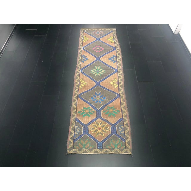 Tribal Vintage Turkish Anatolian Kilim Runner Rug For Sale - Image 11 of 11