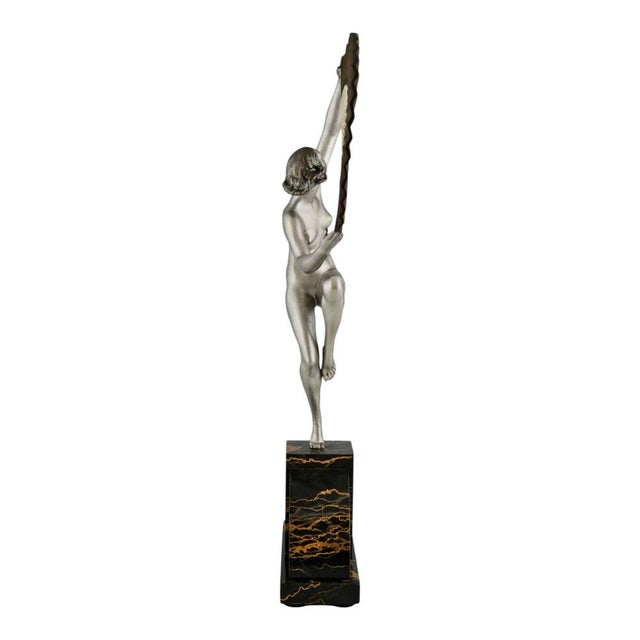 Marcel Bouraine, Art Deco Nude Fan Dancer, 1925, Bronze on Marble Base For Sale - Image 4 of 13