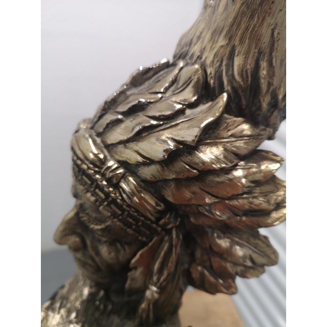 Indian Chief Statue in Brass & Wood, 1970s For Sale - Image 18 of 18