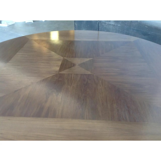 Wood Art Deco Large Round Walnut Dining Table For Sale - Image 7 of 7