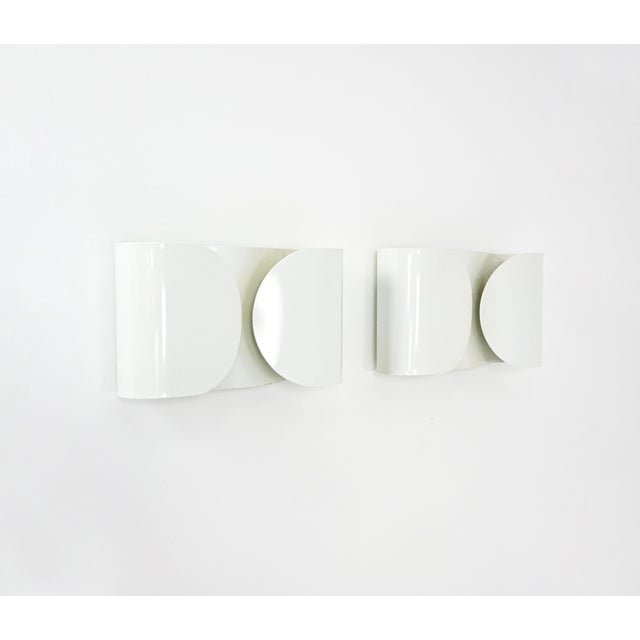 Mid-Century Modern White Foglio Wall Lamps by Tobia & Afra Scarpa for Flos, 1960s, Set of 2 For Sale - Image 3 of 15