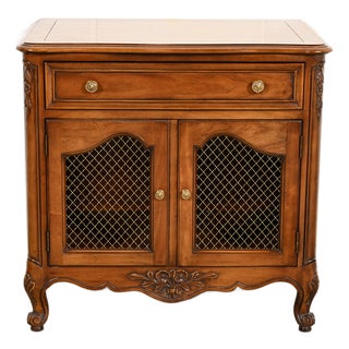 Kindel Furniture French Provincial Louis XV Cherry Wood Nightstand, Circa 1960s For Sale