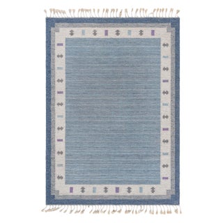 Doris Leslie Blau Vintage Swedish Flat Woven Rug by Ingegerd Silow For Sale