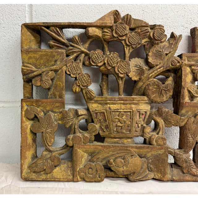This antique 19th century hand carved Chinese wooden wall panel sculpture is a beautiful piece of art originating from...
