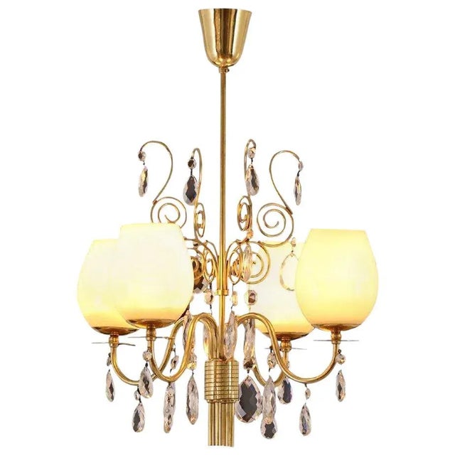 Almari Mauri for Idman Brass and Glass Chandelier For Sale - Image 10 of 10