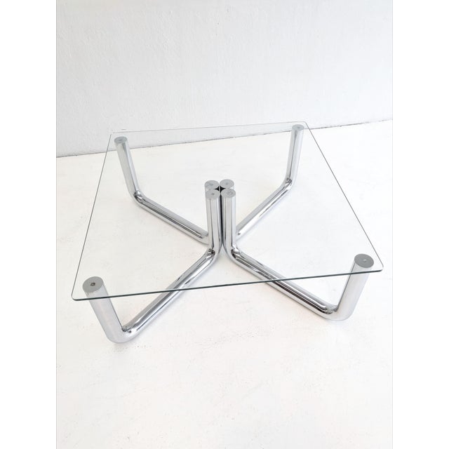 Space Age Chrome and Glass Coffee Table, 1970s For Sale - Image 4 of 7