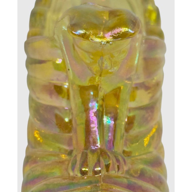 Mid-Century Modern 1960s Fenton Iridescent Amber Carnival Glass Cat Head Slipper Shoe Amber Glass Slipper For Sale - Image 3 of 12