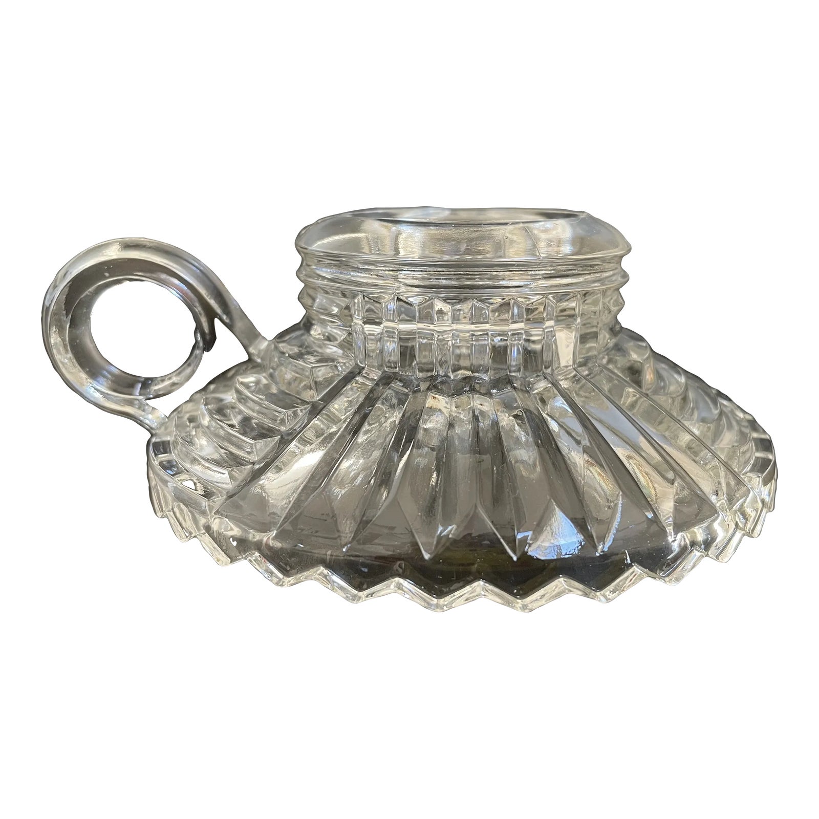 Anchor Hocking Depression Glass Ahc34 Clear Finger Loop Candle Holder