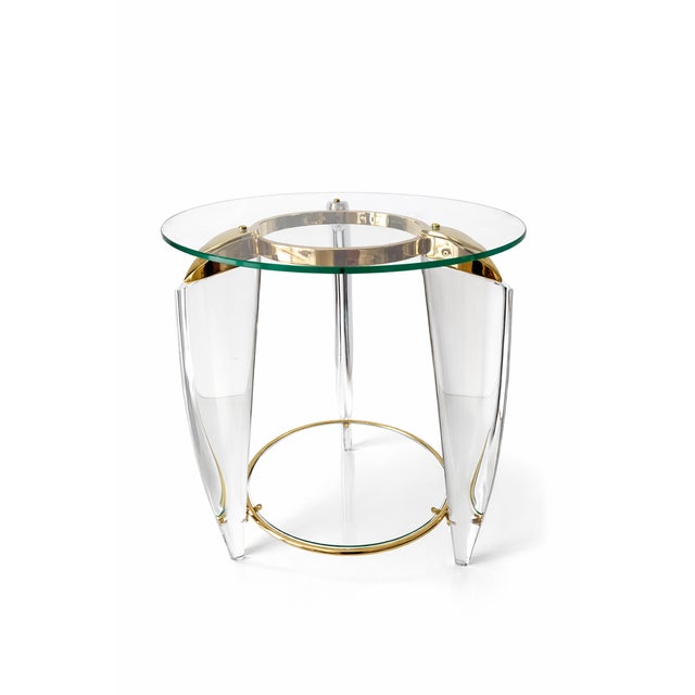Italian Acrylic and Brass Side Table, 1960s For Sale - Image 13 of 15