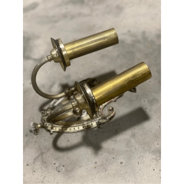 Early 20th Century Antique Neoclassical Urn Style Brass Double Wall Sconce for Repair For Sale - Image 5 of 9