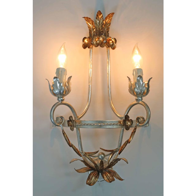 Hollywood Regency Large Florentine Wall Lamp Made in Italy 1970s Elegant design High-quality workmanship Height 48cm Width...