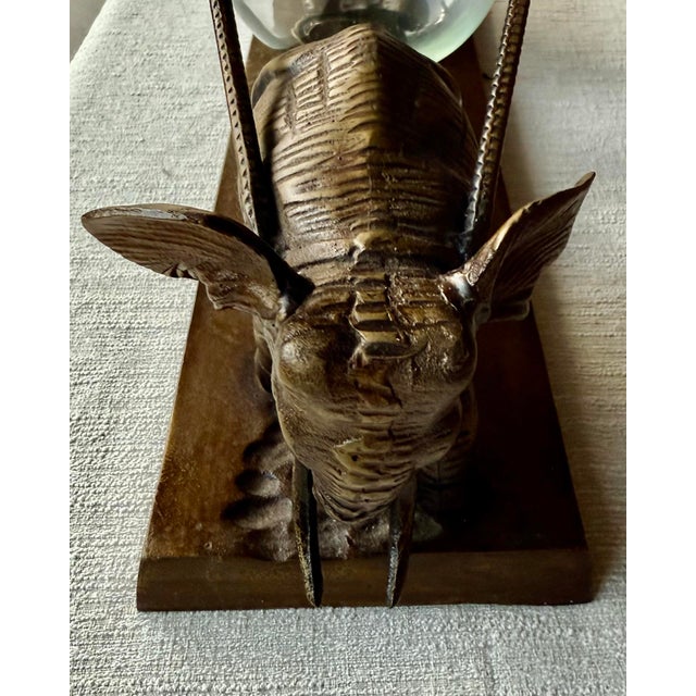 Vintage 1980s Brass Elephant & Glass Hurricane Centerpiece - Maitland-Smith Style For Sale - Image 9 of 11