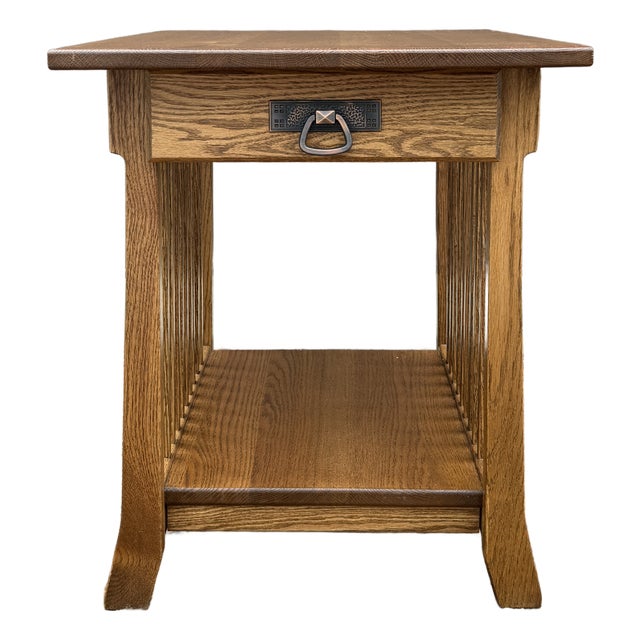 Vintage Country Classics Collection Amish Made Mission Oak 1 Drawer Side Table For Sale