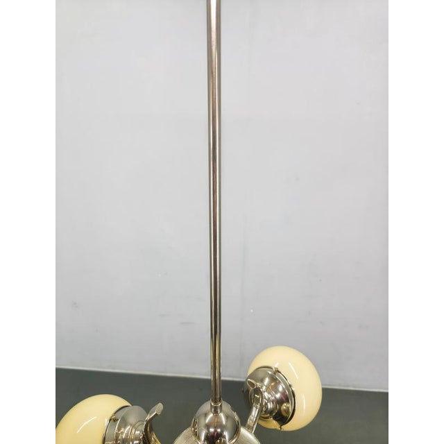 Silver Bauhaus Czechoslovakian Globe Chandelier, 1930s For Sale - Image 8 of 13