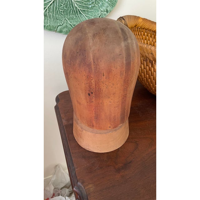 Antique Primitive Turned Wood Rotating Hat/Wig Display Stand Form Block For Sale - Image 4 of 8