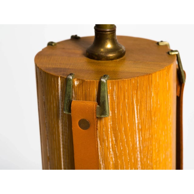 1950s 1950s Wood and Leather Strap Table Lamp For Sale - Image 5 of 8