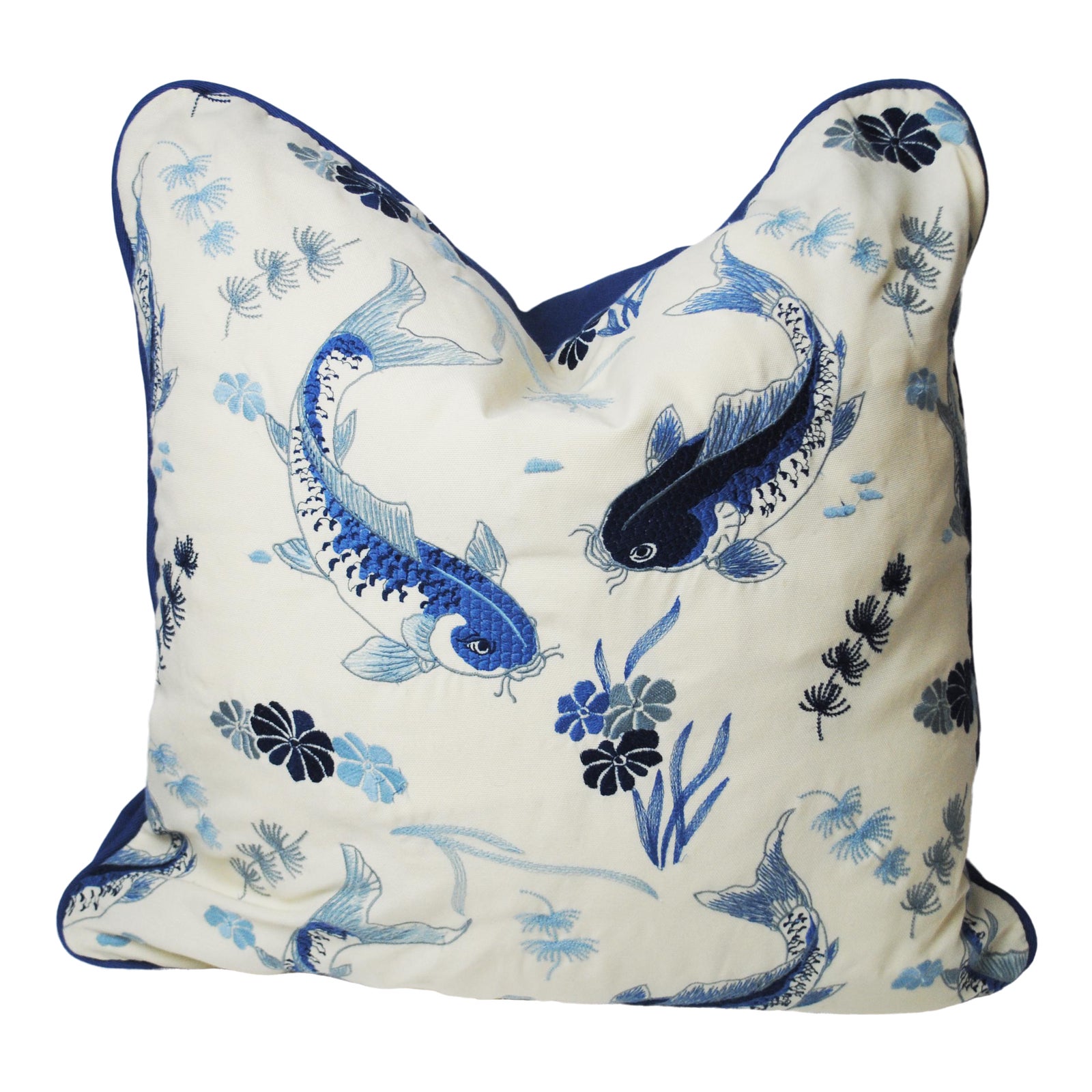 Japanese Embroidered Koi Fish Decorative Throw Pillow Chairish