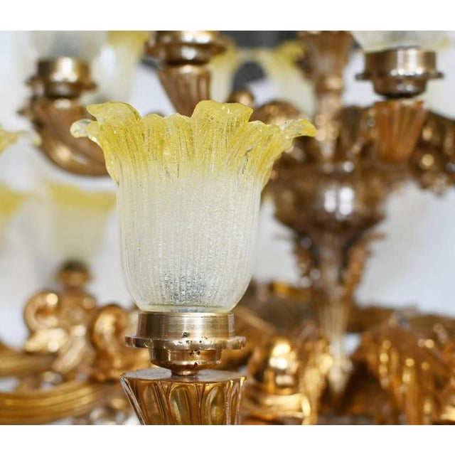 Tall Empire Malachite Gilt Torcheres Floor Lamps, Set of 2 For Sale - Image 4 of 14