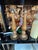 This product is a pair of elegant Murano glass lamps featuring a beautiful amber and gold color combination. Made with...