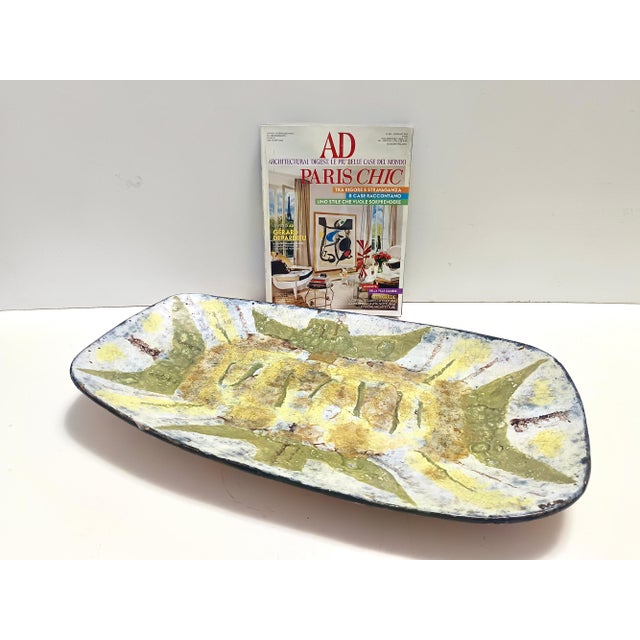 Made in Italy in 1959 by Cioffi. It is marked on the bottom. This tray / centerpiece is made in hand-modeled and hand-...