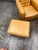 Crate & Barrel Rollins Camel Leather Button-Tufted Chair + Ottoman For Sale - Image 10 of 12