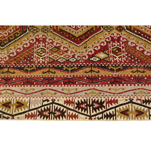 Mid 20th Century Large Red & Rose Flatweave Kilim Rug For Sale - Image 6 of 10
