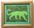 A leopard silhouette in shades of army , forest, lime aqua greens with a matching border. Abstract, Minimalism, Folk Art,...