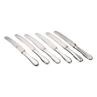 Lunch Knives in Sterling Silver and Stainless Steel by Evald Nielsen, 1930s, Set of 6 For Sale