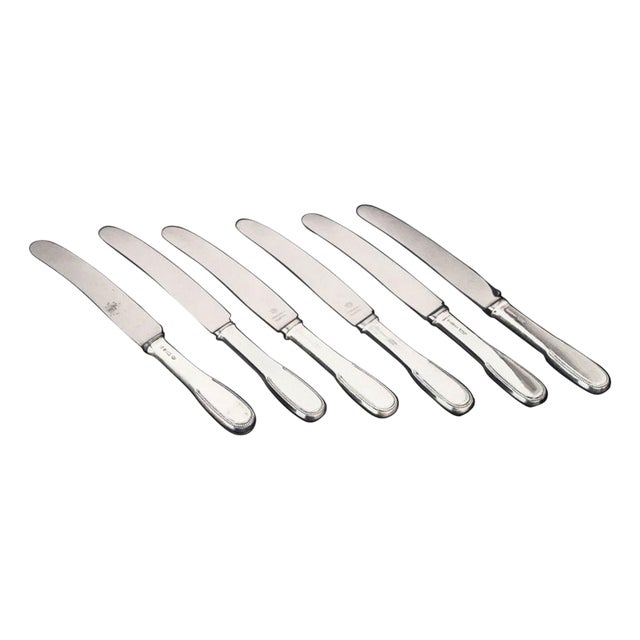 Lunch Knives in Sterling Silver and Stainless Steel by Evald Nielsen, 1930s, Set of 6 For Sale