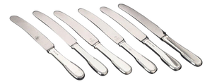 Lunch Knives in Sterling Silver and Stainless Steel by Evald Nielsen, 1930s, Set of 6