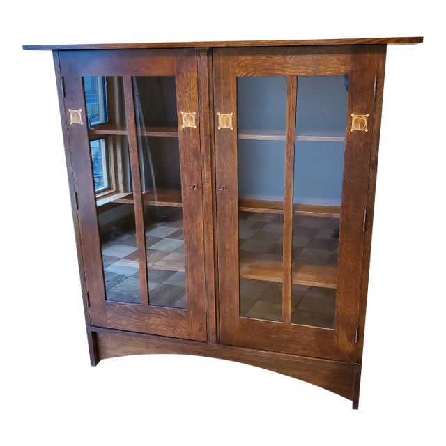 Harvey Ellis Stickley Oak and Glass Bookcase For Sale