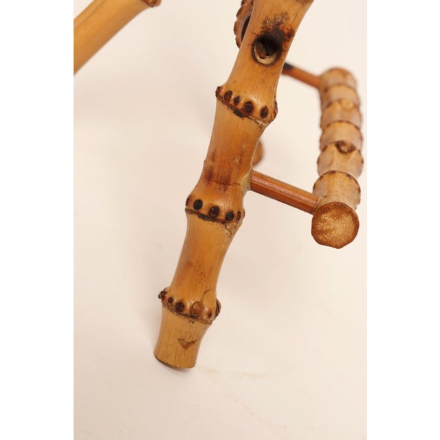 Brown Vintage Diminutive Scorched Bamboo Tabletop Easel / Picture Display For Sale - Image 8 of 18