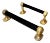 Early 20th Century Gilt-Bronze & Black Glass Hand Towel Racks - Set of 2 For Sale