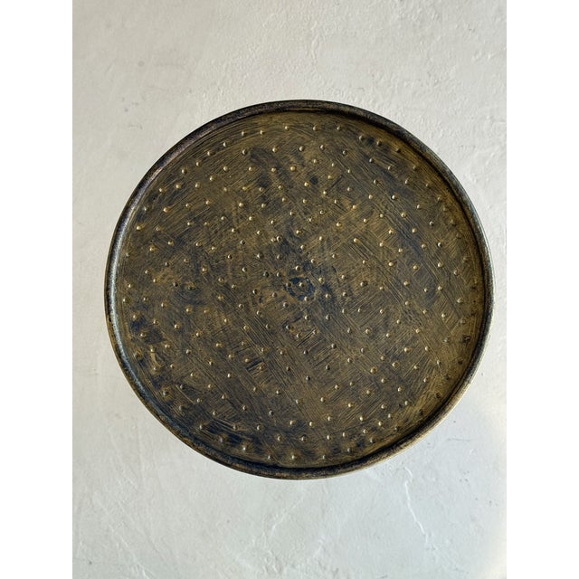 Spanish Hand-Forged Iron Drinks Table With Hammered Top and Gold Patina For Sale - Image 13 of 13