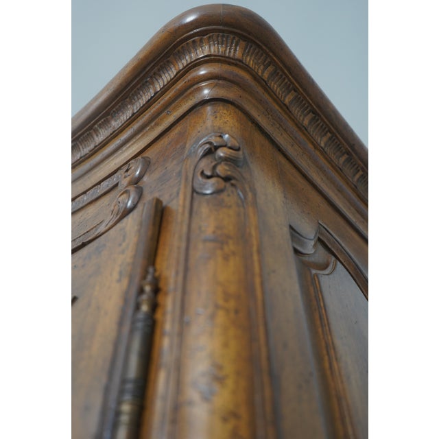 Walnut Country French Two-Door Armoire Wardrobe Cabinet For Sale - Image 15 of 18