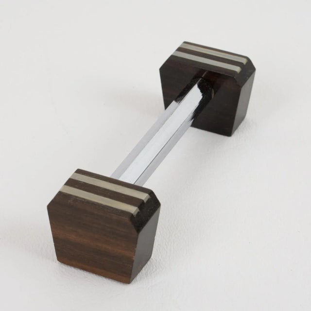 Art Deco Art Deco Chrome and Macassar Wood Chopstick Knife Rests, 12 Pieces in Box For Sale - Image 3 of 13