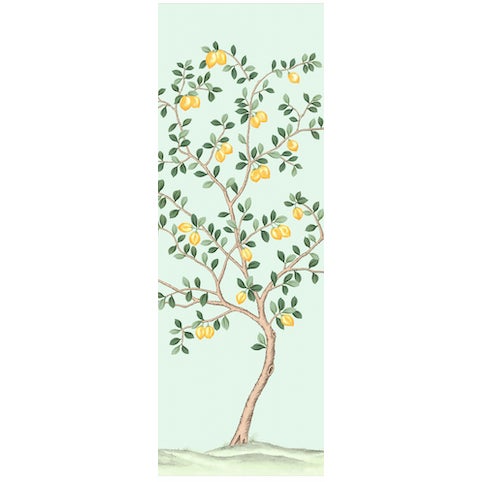 Not Yet Made - Made To Order 36" * H100"/Panel * 5ps, Baby Blue Lemon Tree Wallpaepr, Lemon Tree Wallpaper Muural, 5 Panels For Sale - Image 5 of 9