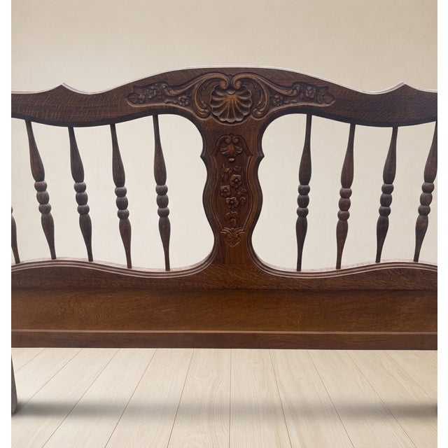 Vintage 20th Century Carved Wooden Bed Frame with Ornamental Headboard & Footboard For Sale - Image 12 of 14