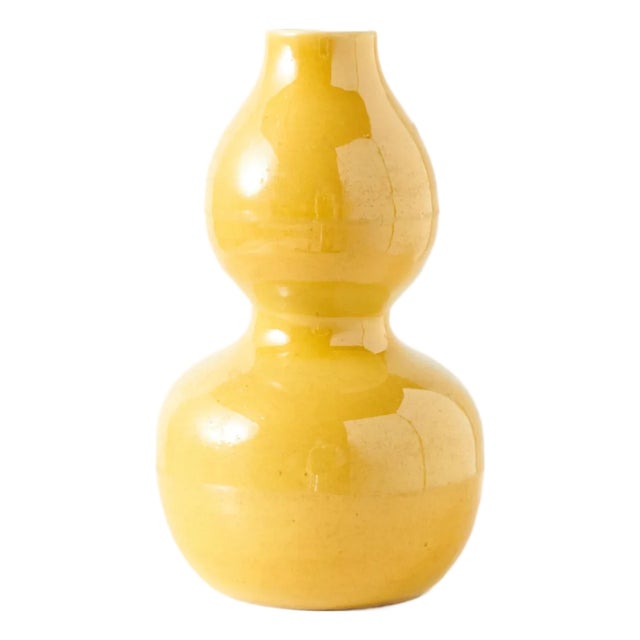 Yellow-Glazed Vase in Double-Gourd Form For Sale