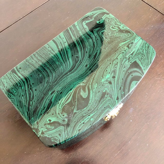 Faux malachite lacquer box.