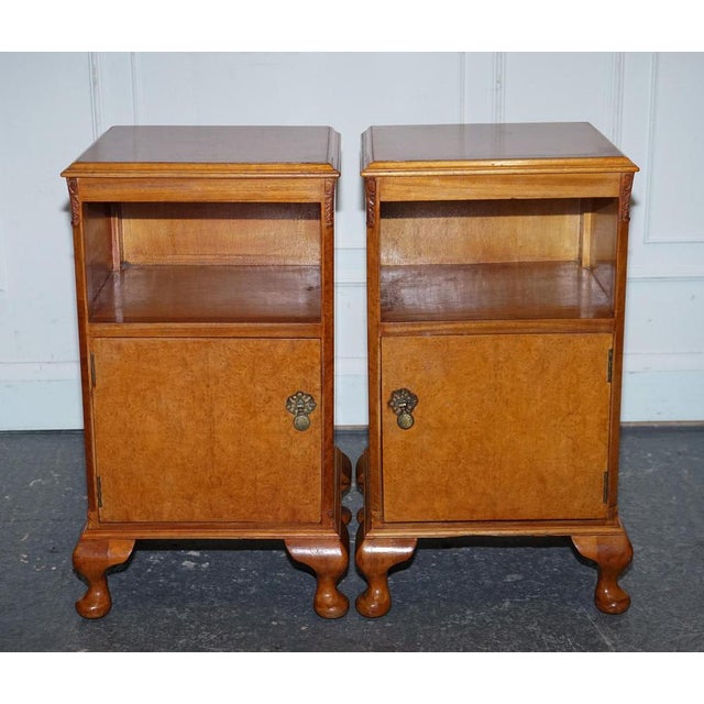 Art Deco Walnut Nightstands Bedside Tables, 1920s, Set of 2 For Sale - Image 3 of 18