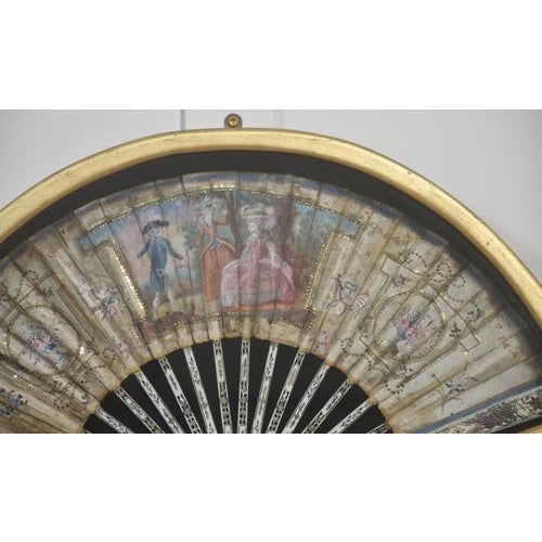 Decorative Fan in Gilt Shadowbox Frame For Sale - Image 5 of 6