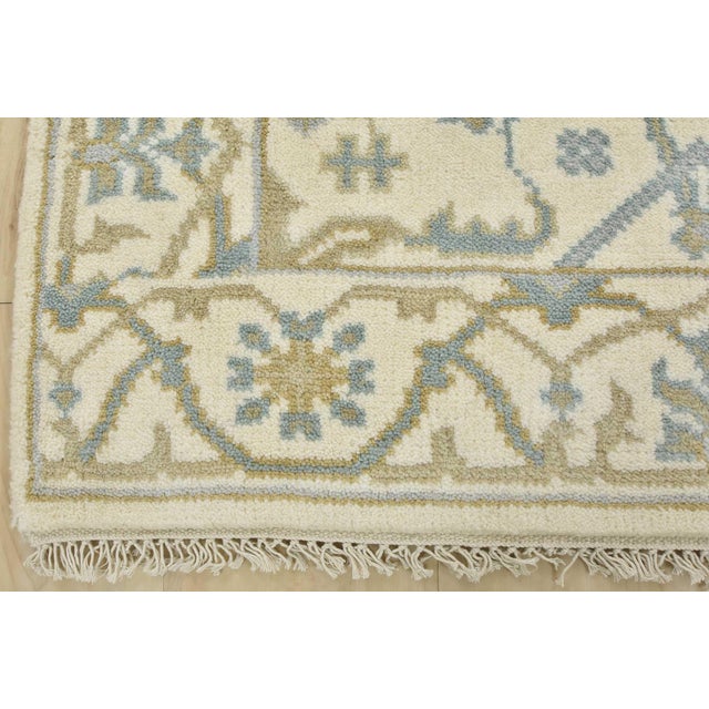 Oushak Rug 3’2” X 5′ Ivory Wool Tribal Hand-Knotted Oriental Carpet For Sale - Image 9 of 12