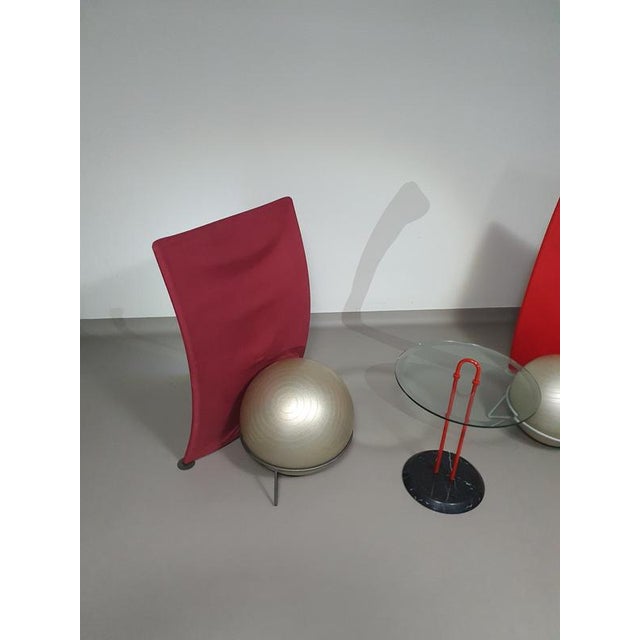 Metal Italian Modern Bordeaux San Siro Ball Armchair by Fabrizio Ballardini, 1995 For Sale - Image 7 of 11