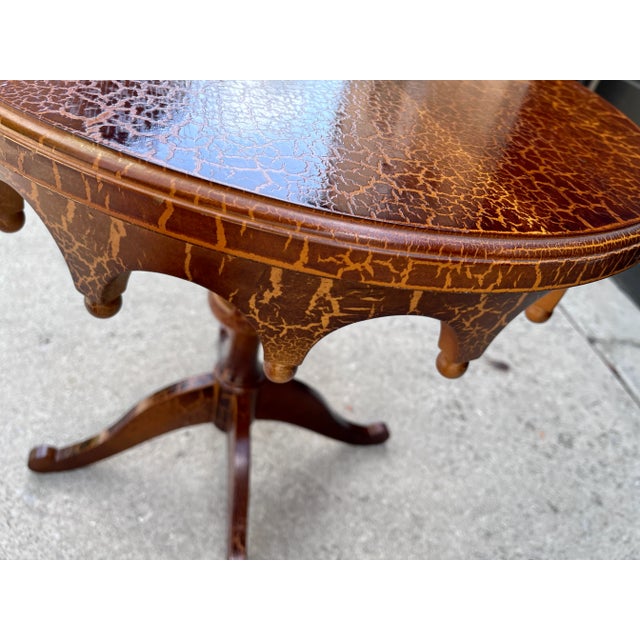 Wood Vintage Giraffe Animal Print Wood Turned Leg Pedestal Table Lane Furniture For Sale - Image 7 of 10