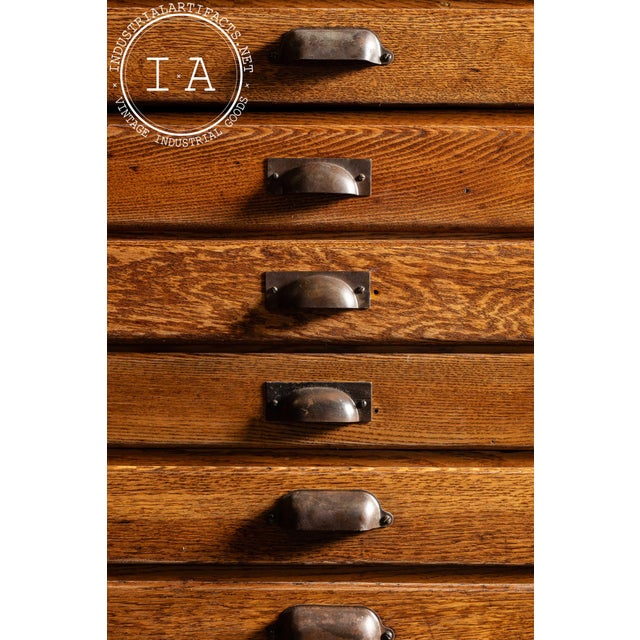 Massive Early 20th Century Oak 13-Drawer Flat File Cabinet For Sale - Image 14 of 16