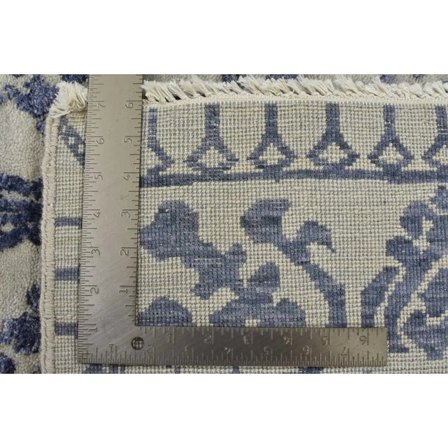Modern Rug 8’1” X 10’5” Gray Blue Wool/ Viscose Hand-Knotted Oriental Carpet For Sale - Image 15 of 15