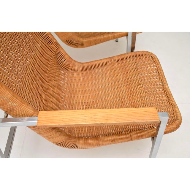 Vintage Chrome and Rattan Chairs by Dirk Van Sliedregt for Gebroeders Jonkers Noordwolde, 1960s, Set of 2 For Sale - Image 9 of 12
