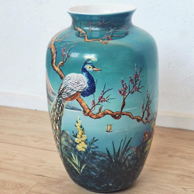 Large Peacock Floor Vase by Ulmer Keramik, 1950s For Sale - Image 6 of 12